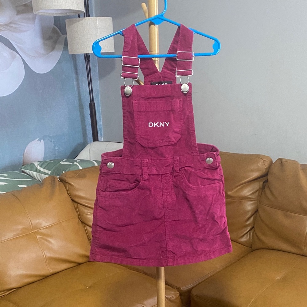 DKNY Plum Corduroy Overall Dress In great condition size 5T